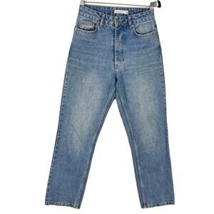 WAREHOUSE Jeans UK 6/US 2 High-Rise, 13,5” Blue Relaxed Straight Distressed-Hem
